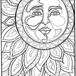 Get This Free Summer Coloring Pages For Adults To Print Adult Printable Sun Hippie Moon Sheets Color