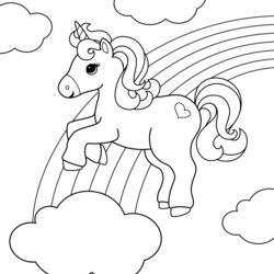 Preeminent Unicorn Rainbow Coloring Pages Printable World Holiday Magical Free Page