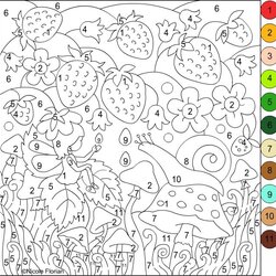 Free Coloring Pages Color By Number Printable Nicole Snail Crayola Colouring Strawberries Cool