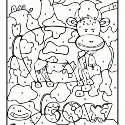 Superlative Coloring Page Home Number Color Farm Animal Cow Pages Animals Numbers Printable Print Colour Kids