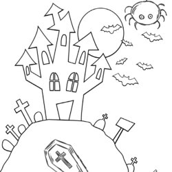 Out Of This World Free Halloween Coloring Pages Printable Kids House Spooky Hill There Six Ghosts Each Below