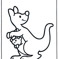 Kangaroo Coloring Pages Printable Para Colouring Kids Animal Sheets Baby Drawings Animals Letter Preschool