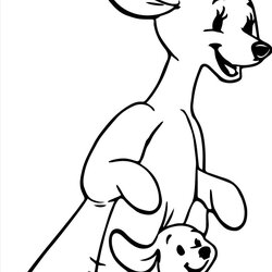Kangaroo Coloring Pages For Kids At Free Printable Pooh Winnie Cartoon Drawing Disney Colouring Color Sheets