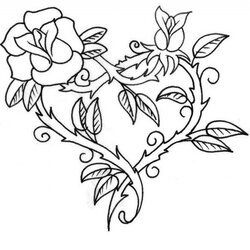 Get This Printable Roses Coloring Pages For Adults Hearts Rose Heart Thorn Sharp Thorns Colouring Print