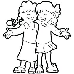 High Quality Cute Best Friend Coloring Pages At Free Printable Friends Girls Two Friendship Hugging Laughing