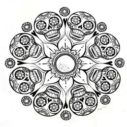 Free Mandala Coloring Pages For Adults Home Skull Sugar Lotus Skulls Flower Tattoo Printable Drawing Adult
