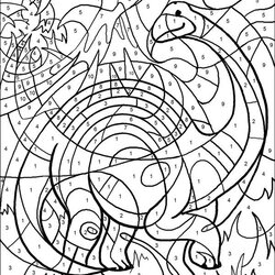 Splendid Color By Numbers Dinosaur Number Printable Coloring Pages Adults Adult Kids Books Rocks