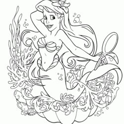 Supreme Mermaid Coloring Pages Printable Disney Little Kids Color Sheets Colouring Book Princess Ariel Adults