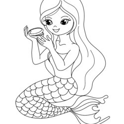 Great Mermaid Coloring Pages Free Fantasy Print Color Fun Mermaids Singing Scuttle