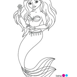 Brilliant Cartoon Mermaid Drawing At Free Download Coloring Pages Easy Printable Girl Mermaids Step Krishna