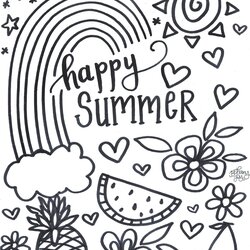 Preeminent Happy Summer Coloring Page Printable Bethany Joy Art