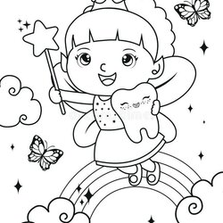 Matchless Tooth Fairy Coloring Pages Printable Print