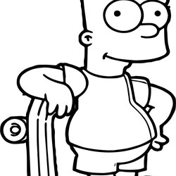 High Quality Bart Simpson Coloring Pages At Free Download Simpsons King Version Printable Color Cartoon Print