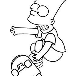 Swell Cartoons Coloring Pages Bart Simpsons Simpson Drawing Print Para Skate