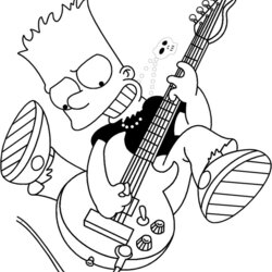 Legit The Simpsons Coloring Pages Bart Simpson Gangster Guitarist Skull Cool Adult