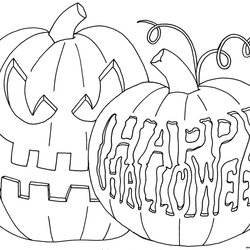 Happy Pumpkin To Color Halloween Coloring Page Printable Pages Jack Lantern Tree Drawing Print Lanterns Scary