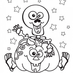 Free Printable Pumpkin Coloring Pages Halloween Skeleton Kids Print Scary Skeletons Silly Color Tick Treat