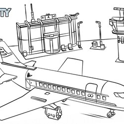 Superb Lego City Coloring Pages Airplane Airport Free Printable Kids Color Print