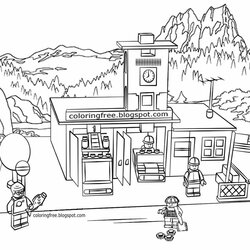 Printable Lego City Coloring Pages For Kids Activities Fire Station Drawing Truck Color Building Draw Cool