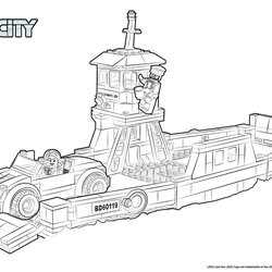Marvelous Lego City Coloring Pages To Print And Color Ferry
