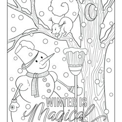 Exceptional Coloring Page Printable Winter Pages Squirrel Tree Scaled