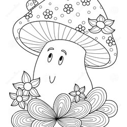 Worthy Cute Mushroom Doodle Coloring Book Page For Adults Stock Vector Illustration