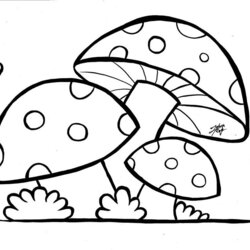 Mushroom By Free Coloring Pages Line Art Drawings Fungi