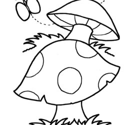 Marvelous Cute Mushroom Drawing At Free Download Mushrooms Coloring Pages