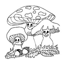 Super Cute Mushroom Coloring Pages At Free Printable Leaf Color Kids Mushrooms Choose Board