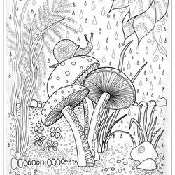 Wonderful Free Printable Mushroom Coloring Pages At Adult Colouring Snail Mushrooms Book Frog Forest Color
