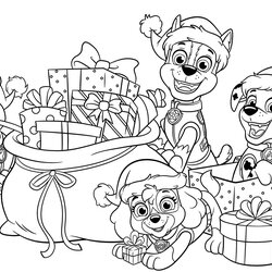 Worthy Paw Patrol Christmas Gifts Page Coloring Printable Pups Mighty Chase Skye
