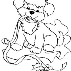 Wonderful Free Christmas Coloring Pages Printable Kids Puppy Color Colouring Tree Sheets Animals Cute Plain