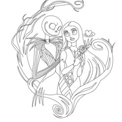Champion Jack And Sally In Love Coloring Page Free Printable Pages Nightmare Christmas Before Halloween