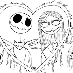 Nightmare Before Christmas Jack And Sally Coloring Pages At Printable Gothic Burton Tim Skeleton Print Kids