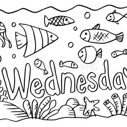 Peerless Wacky Wednesday Coloring Pages Page Fishes Hand Drawing Illustration