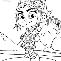 Very Good Wreck It Ralph Coloring Pages Got Medal Free Printable Rush Sugar Kids Animation Movies Print Color