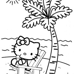 Wizard Hello Kitty Coloring Pages Kids Printable Color Colouring Sheets Book Beach Print Palm Tree Girls Cute