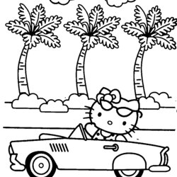 Super Hello Kitty Coloring Pages Printable Color Kids Print Activity Para Online Car