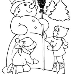 Terrific Coloring Pages For Winter Printable Com Seasons Snowman Girl