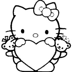 Fine Heart Coloring Pages Kids Print Color Printable Hearts Sheets Girls Kitty Hello Para Colouring Teddy