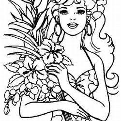 Outstanding Coloring Pages Barbie Page Printable Online Color Print Kids Girls Princess Girl Hawaii Google