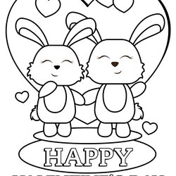 Marvelous Owls In Love Coloring Page Free Printable Pages For Kids Valentin Amour Bunnies Lapins Rabbit