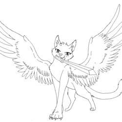 Fantastic Warrior Cat Coloring Pages To Print Home Drawing Winged Cats Warriors Wings Lines Line Battling