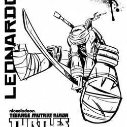 Eminent Teenage Mutant Ninja Turtles Coloring Pages Leonardo Printable Will