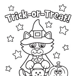 Supreme Cute Halloween Coloring Pages For Kids Trick Treat Print Poster Size Or