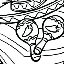 Wonderful Mexican Art Coloring Pages At Free Download Sombrero Fiesta Printable Kids Maracas Food Mexico