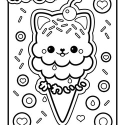 Sterling Ice Cream Coloring Pages At Free Download Cat Printable Kitty Colouring Kids Cute Para Sheets Marker