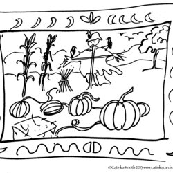 Coloring Pages Of Fall Scenes Home Scene Autumn Color Printable Popular
