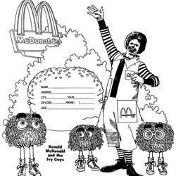 Brilliant Ronald Coloring Page Printable Hourly Job Fry Guys