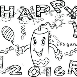 Supreme Easy Coloring Pages For Year At Free Years Happy Printable Eve Kids Chinese Fireworks Clip Rated
